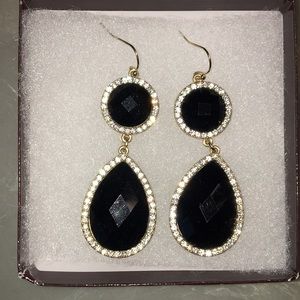 Black and Gold Tear Drop Earrings